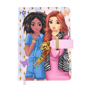 Dagboek met Vriendinnen Motief - Paars - Papier - 22 cm x 13 cm  - Met Slot -  Secret Diary - Kinderen - Cadeau