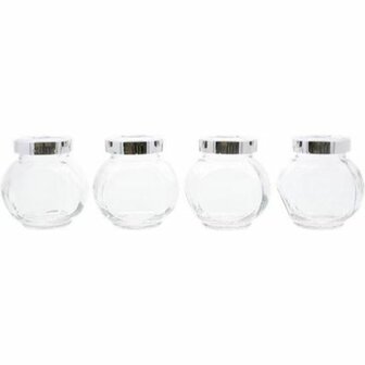 Glazen pottenset - Voorraadpotjes - Transparant - Glas / Metaal - Set van 4