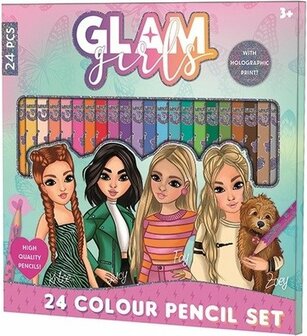 Glam Girls - Multicolor -24 kleurpotloden - Holografische print - 24 high quality Potloden - Colour Pencil Set