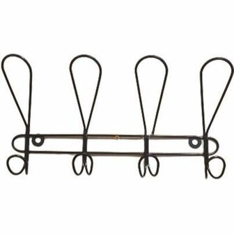Kapstok / Ophangrek LOUISE - zwart - metaal - 4 haaks