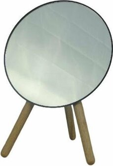 Ronde spiegel op pootjes en kunststof lijst DEMI - Zwart / Bruin - h 22.5 x &Oslash; 16.5