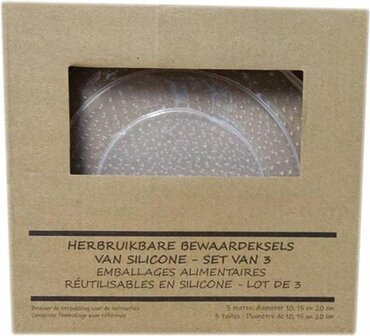 Herbruikbare Bewaardeksels - Silicone - Transparant - Set van 3 - Vaatwasserbestendig