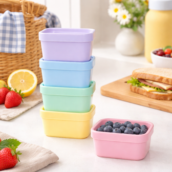 Mini vershoudbakjes - 5 stuks - Tupperware - Pastel - Multicolor - Kunststof - 7 x 7 x 3 cm - SnackboxB