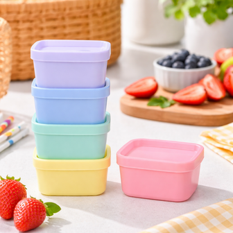 Mini vershoudbakjes - 5 stuks - Tupperware - Pastel - Multicolor - Kunststof - 7 x 7 x 3 cm - SnackboxA