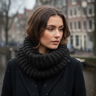  Ronde Sjaal RENE&Eacute; - Zwart - Unisex - Polyester