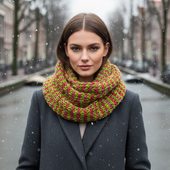 Loop Sjaal RITA - Groen / Multicolor - Dames - Acryl 