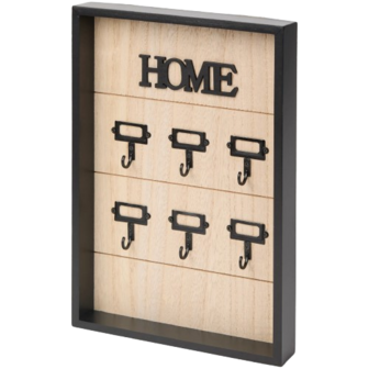 Sleutelkast voor 6 sleutels SADIE - Sleutelhouder - Zwart / Bruin - Hout - 30 x 20 x 4 cm