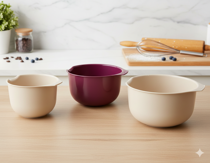 Beslagkommen 3 maten - Taupe / Bordeaux Paars - Kunststof - 17,5 / 20 / 22,5 cm - 3 Stuks - Mengkommen - Kom - Koken - BakkenA