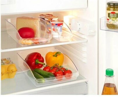 Koelkast soorteerbak MORAX - Transparant - Kunststof - 7,5 x 33 cm - Maat S - Set van 2 - Opbergbak - Bak - Koelkast3