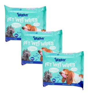 Vochtige doekjes voor huisdieren - Blauw - Set van 3 - 90 stuks - Pet wipes - Petwipes - Schoonmaakdoekjes voor honden / katten