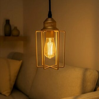 Arabische / Ibiza style Hanglamp Aylin - Goud - Metaal - 12,5 x 11 x 22,5 cm - Lamp met koord