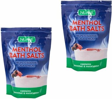 Badzout Menthol &amp; Eucalyptus - Set van 2 zakken - Werkt ontspannend en rustgevend - 450 gram - Helps to Soothe Calm &amp; R