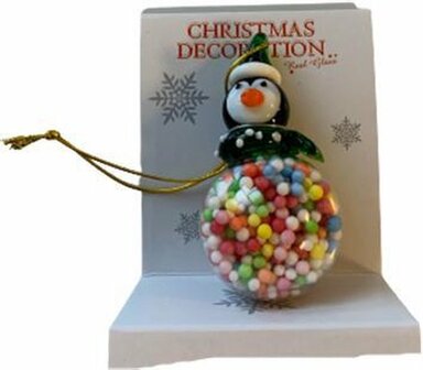 Kersthanger - Pingu&iuml;n - Groen - Glas - 7 x 4,5 x 9,5 cm