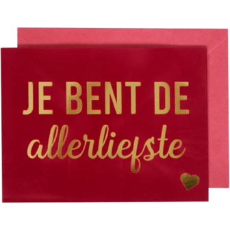 Wenskaart Valentijnsdag - Rood / Goud - 6 x 8 cm - Valentijn - Cadeau - Liefde - Love - Valentijnsdag