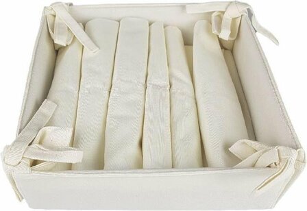 Luxe Broodmand met servetten HARRODS &amp; OAKS - Wit - Katoen / Polyester - 21 x 21 x 7 cm - Serveermand - Serveer mandje voor