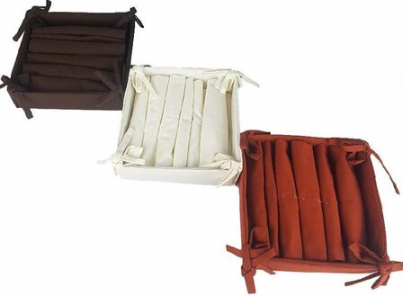 Luxe Broodmand met servetten HARRODS &amp; OAKS - Wit - Katoen / Polyester - 21 x 21 x 7 cm - Serveermand - Serveer mandje voor