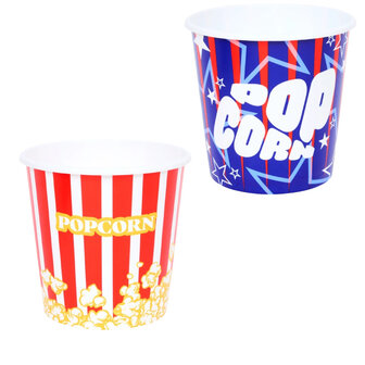 Popcorn bak herbruikbaar MOVIE TIME - Multicolor - Kunststof - 17 x 17 x 14 cm - Assorti - Set van 2 - Popcorn Emmer - Snackemm