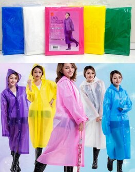 Regenjas / Poncho - Roze - One Size - Unisex - Met Drukknopen en Capuchon - EVA - Lichtgewicht Fietskleding - Waterdicht