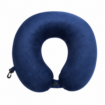 Travel Pillow - Blauw - Zachte Velvet Stof - Reiskussen - Compact &amp; Lichtgewicht - Nekkussen - Met Sluiting - Ergonomisch O