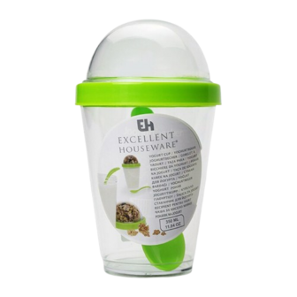 Yoghurt beker to go RIANNE - Groen - Kunststof - &Oslash;8 x H16 cm