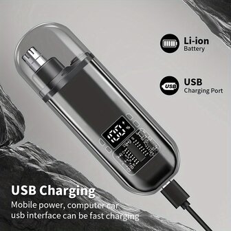 Geschikt voor mannen, USB-oplaadbare neus- en oorhaartrimmer, draagbare elektrische neustondeuse, mini compact , snel opladen3