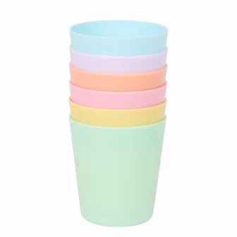 Kunststof bekers Jensen in pastelkleuren set van 6