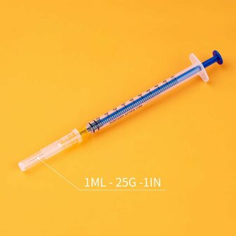 50 stuks laboratoriumspuit met 1 inch naald, individueel verzegeld, transparante spuit met duidelijke maatverdeling, veilige en