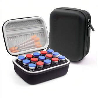 Peptide Flacon Opbergdoos &ndash; EVA Hardcase Organizer voor 10 / 15 / 30 Flacons &ndash; Waterbestendige Beschermcase - Com