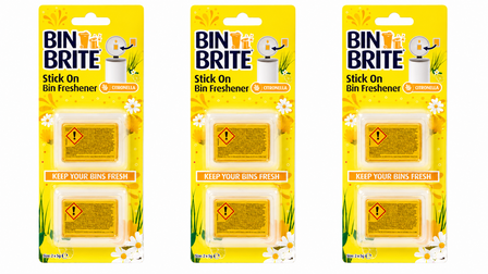 Bin Brite stick-on vuilnisbak verfrisser - Citronella - Geel - Set van 3