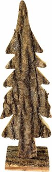 Kerstboom van hout - Met glitters - Zilver - h 39 cm