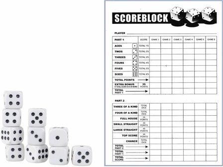 Scoreblok + 10x Witte Dobbelstenen - Spel voor Reis Scoreblock - Dobbelspellen - Red Hart | All You Need Is Low Prices