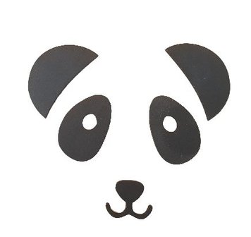 Spiegel / muursticker - Panda - Zwart - Kunststof - 20 x 20 cm
