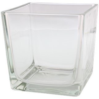 Vaas / Accubak BEERTJE - Transparant - Glas - 14 x 14 x 14 cm - Maat L