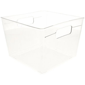 Koelkast opbergbak - Transparant - Plastic - 21 x 21 x 14 cm - Maat M