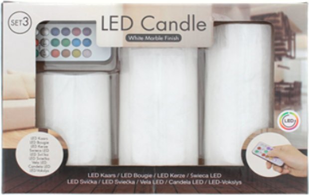LED kaarsen met afstandbediening JAIMY - Wit - set van 3 - 10 / 12.5 / 15 cm
