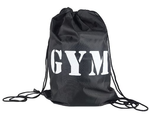 Gym bag / tas met Tekst - Zwart / Wit - Polyester - 35 x 45 cm