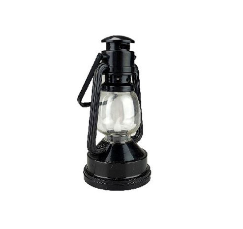 Mini lantaarn / olielamp met LED - Zwart - Kunststof - Ø 7 x h 15 cm