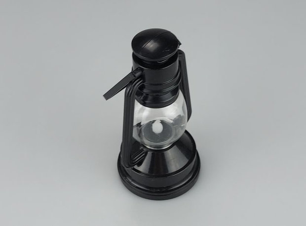 Mini lantaarn / olielamp met LED - Zwart - Kunststof - Ø 7 x h 15 cm -1
