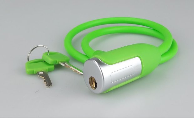 Kinder kabelslot - Neon Groen - 70 cm - 2 sleutels -1