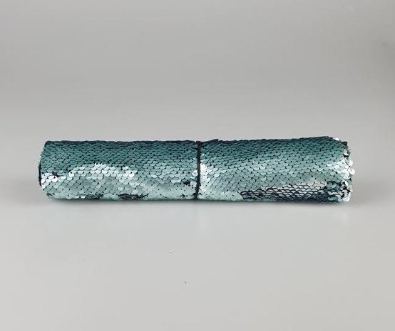 Tafelloper met pailletten AURORA - Blauwgroen / Zilver - Sequin - 25 x 125 cm - Dubbelzijdig-1
