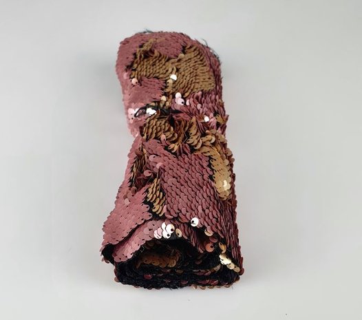 Tafelloper met pailletten AURORA - Roze / Koper - Sequin - 25 x 125 cm - Dubbelzijdig-2