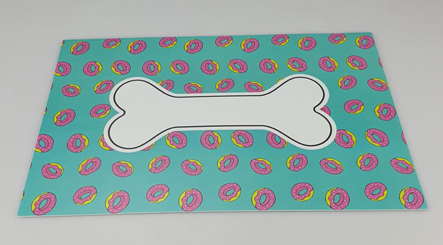 Dieren placemat Donuts - Honden / katten mat - Roze / Groen - Kunststof - 43 x 29 cm - Rechthoek-1