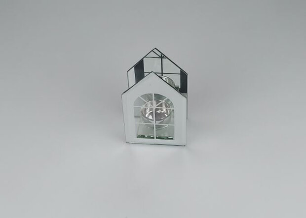 Theelichthouder huis FLEUR - Zilver - Metaal / Glas - 25 x 25 x 21,5 cm-1