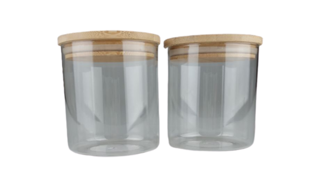 Glazen voorraadpot - Bruin - Transparant - Ø 11,5 x h 12,5 cm - Set van 2
