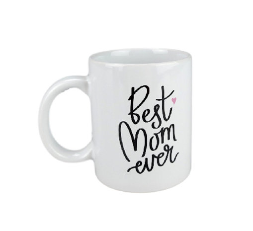 Mok met tekst "Best mom Ever " - Wit / Zwart - Keramiek - Ø 8 x 9.5 cm - Beker