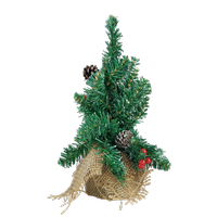 Mini kerstboom met rieten mandje - Groen - Kunststof - h 43 cm