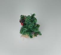 Mini kerstboom met rieten mandje - Groen - Kunststof - h 43 cm-2