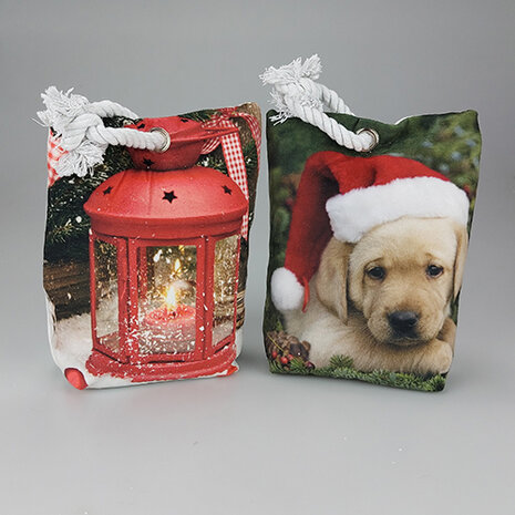 Kerst - Deurstopper - hondenplaatje - Met LED verlichting-3