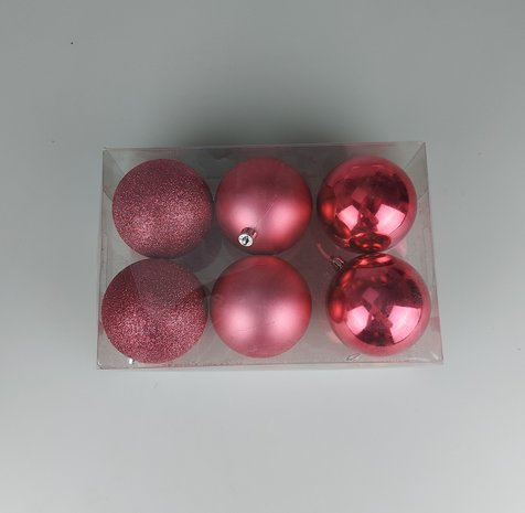 Kerstballen - Set van 6 - Roze - Groot-1