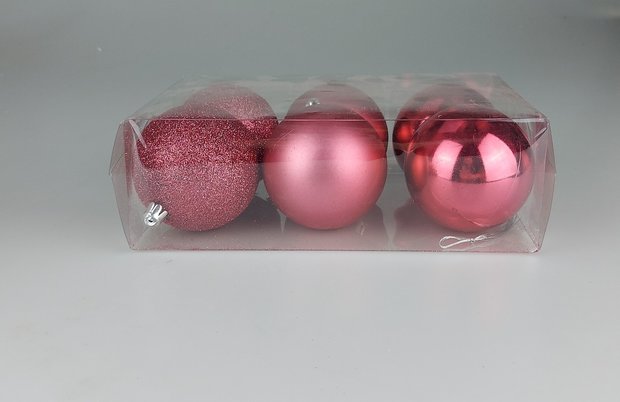 Kerstballen - Set van 6 - Roze - Groot-2